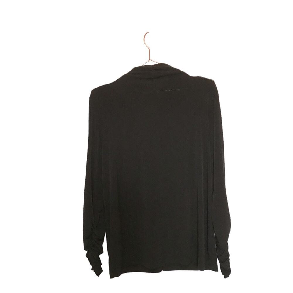 Susan Graver Solid Black Long Sleeve Top w/ Ruched Neckline large - Picture 2 of 6
